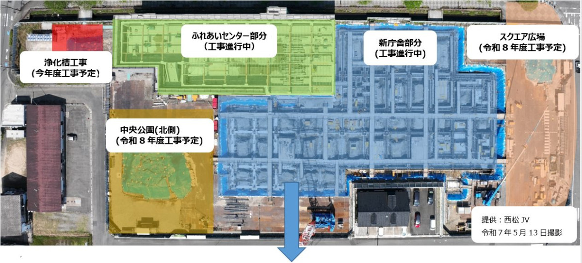 新庁舎建設工事・大口ふれあいセンター大規模改修工事 進捗状況
